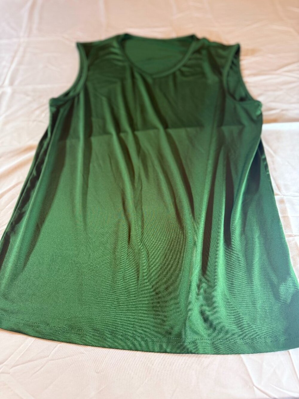 Green Sleeveless Polyester Vneck Tank Men's M